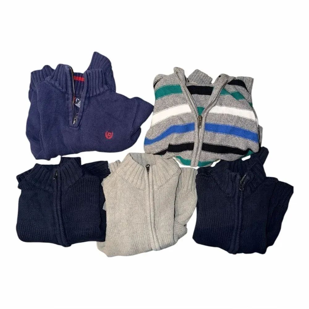 5 PC Boys Sweater & Jacket Lot 5-6 Chaps Gymboree Children's Place Mixed Bundle